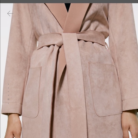 NWT faux suede Zara pink hooded coat - Picture 5 of 16